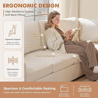 ABCASA 85'' Modern Couches for Living Room, 3 Seater Comfy Sofa - Image 6