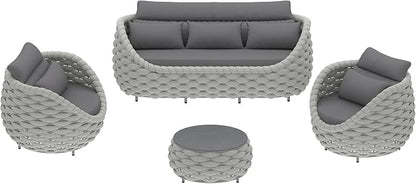 TWT Outdoor Patio Furniture Set, 5 Pieces Aluminum Sectional Sofa, Metal Patio - Image 10