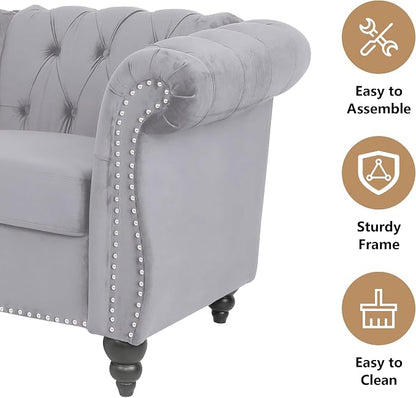 QHITTY 3 Piece Living Room Set, Sectional Chesterfield Sofa Chair Contemporary - Image 5