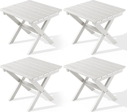 SERWALL Folding Outdoor Side Table Set of 4, Small Adirondack Side Table by SERWALL
