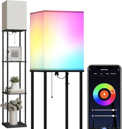 SUNMORY Floor Lamp with Shelves, Smart APP Control Standing Lamps with RGB Bulb by SUNMORY