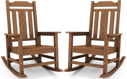 SERWALL Oversized Rocking Chair Set of 2 Outdoor, HDPE Outdoor Rocking Chairs by SERWALL