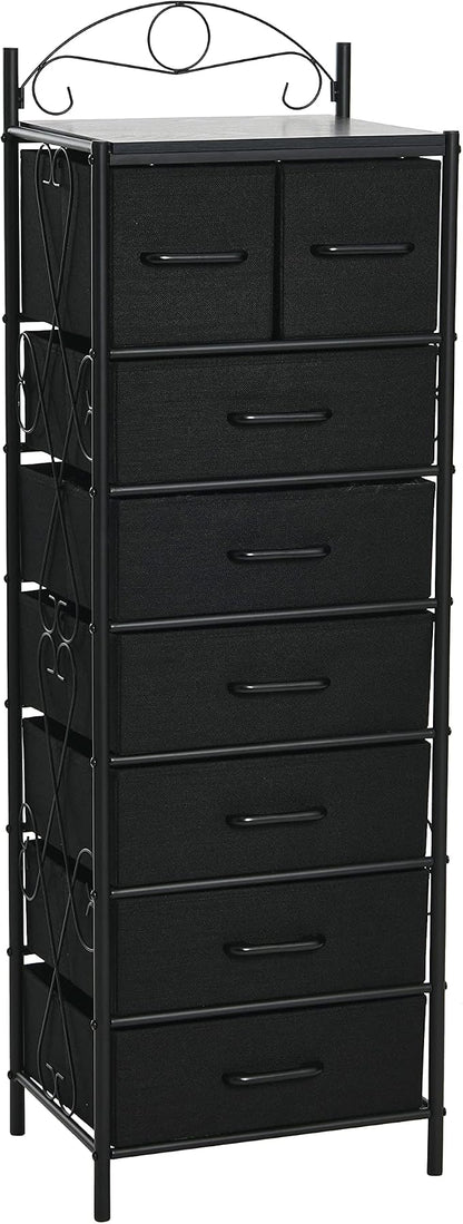 Household Essentials Black Oak & Iron Eight-Drawer Tower by HouseholdEssentials