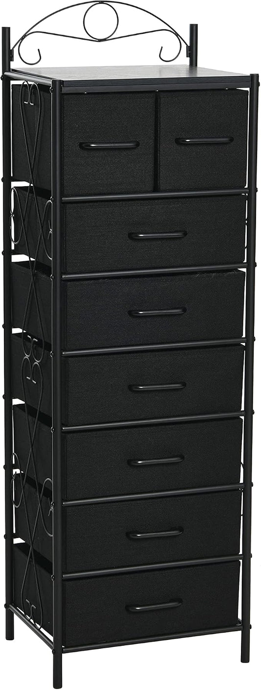 Household Essentials Black Oak & Iron Eight-Drawer Tower by HouseholdEssentials