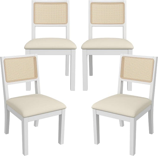 Westice Rattan Dining Chairs Set of 4, Farmhouse Natural Dining Room Chairs by ChairsforHomeLivingRoom