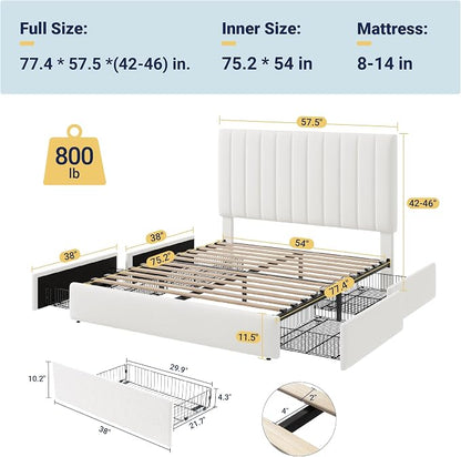 Allewie Full Size Storage Bed Frame, Vertical Channel Tufted Adjustable - Image 2