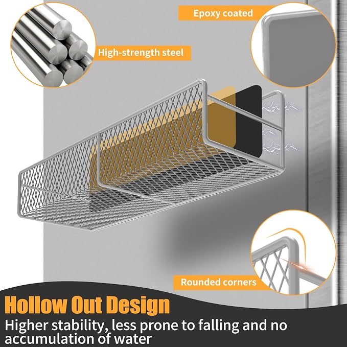 Magnetic Spice Rack for Refrigerator, 10 Pack 100% Metal Strong Magnet Shelf - Image 5