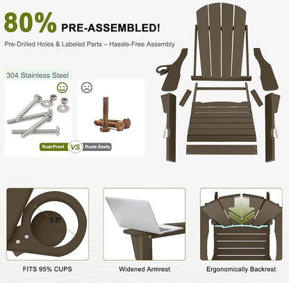 Outdoor Rocking Chairs Set of 2, HDPE Poly All-Weather Patio Rocking Chairs - Image 6