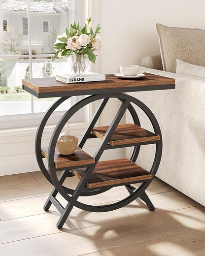 LITTLE TREE Industrial End Table, Narrow Side Table - Image 2