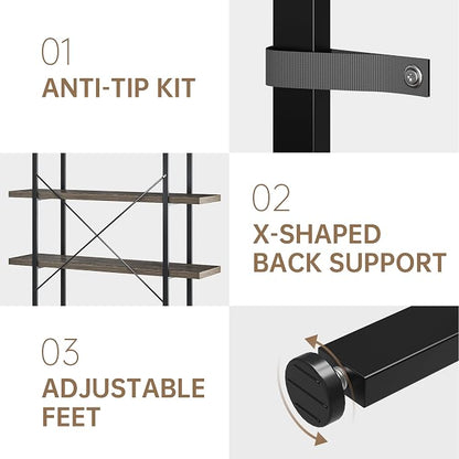 OtterOasis Bookshelf Set of 2, Heavy Duty 4-Tier Industrial Bookcase, 120lbs - Image 5