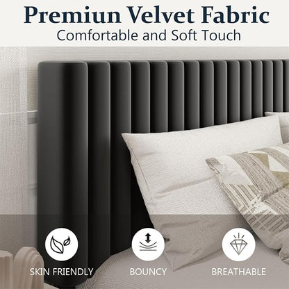 HAOARA King Size Bed Frame, King Size Platform Bed Frame and Velvet Upholstered - Image 5