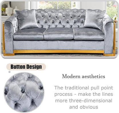 WinJoy 84 Inch Velvet Sofa Set for Living Room, 3 Seat Modern & Luxury - Image 4
