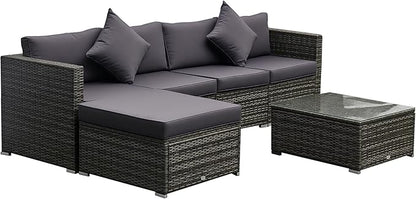 Outsunny 6 Piece Patio Furniture Set Outdoor Wicker Conversation Set All by Outsunny