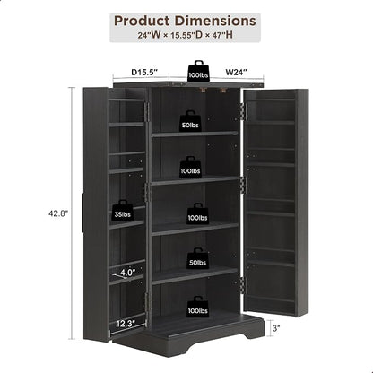 ACCOHOHO 47" Kitchen Pantry, Farmhouse Storage Cabinet - Image 2