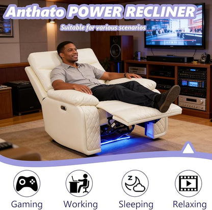 Power Leather Recliner Sofa Chair, Living Room Furniture Sets, Breathing - Image 3