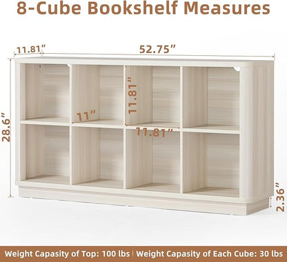 Joaxswe 8 Cube Storage Bookcase, Wood Low 2-Tier Cubby Console Bookshelf - Image 2