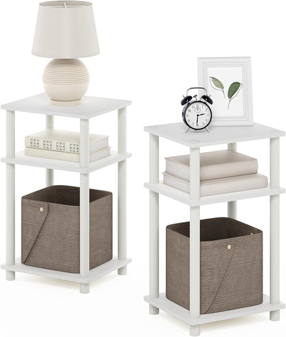 Furinno JUST Night Stand Set of 2, 3-Tier Turn-N-Tube Nightstand, Toolless by Furinno-FitsYourSpaceFitsYourBudget