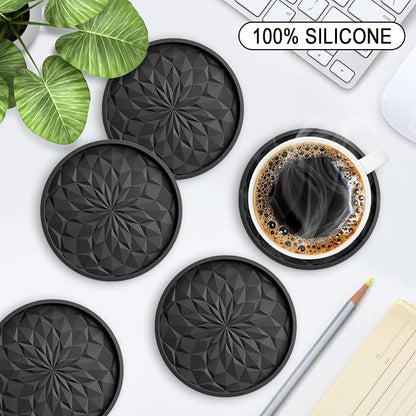 ME.FAN Silicone Coasters with Holder, Drinking Coasters - Image 2