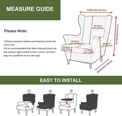 HAOYONG Wing Chair Slipcovers Elastic Printed Wingback Chair Covers 2 Pieces - Image 3