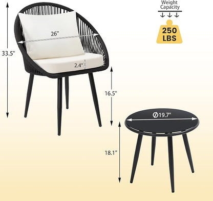 wildformers 3 Pieces Bistro Set, Woven Rope Chair - Image 6