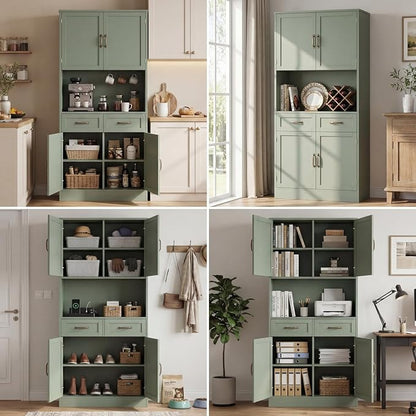 HOSTACK 71“ Tall Kitchen Pantry Storage Cabinet, Modern Kitchen Hutch Bar - Image 8