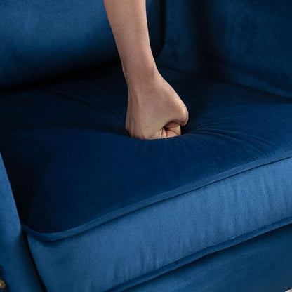 Mid-Century Accent Chair with Ottoman Modern Button Tufted Armchair Wingback - Image 7
