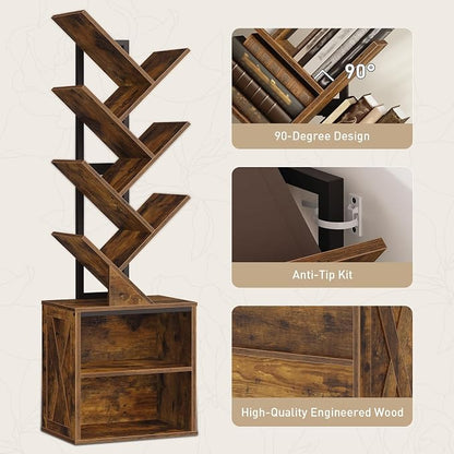 RALGEND Tree Bookshelf, 6 Tier Bookcase - Image 8