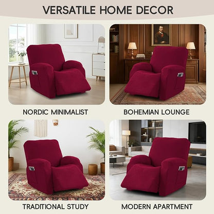 Recliner Chair Covers, 4-Piece Stretch Geometric Strokes Jacquard Reclining - Image 7