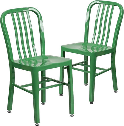 Flash Furniture Gael Commercial Grade 2 Pack Green Metal Indoor-Outdoor Chair by FlashFurniture