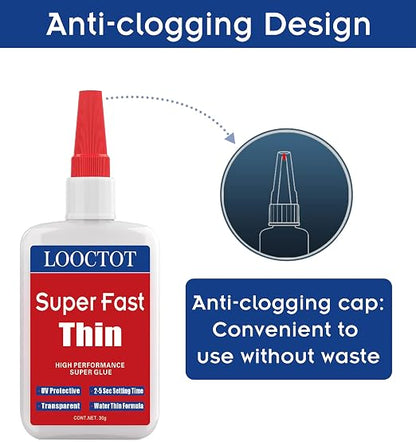 LOOCTOT 60g Thin Super Glue Dries Super Fast Premium CA Glue - Image 2
