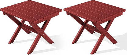 SERWALL Folding Outdoor Side Table Set of 2, Portable Adirondack Side Table by SERWALL