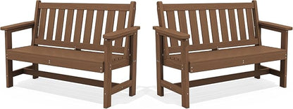 SERWALL Outdoor Bench, HDPE Outdoor Benches Weatherproof, 2-Person Garden Bench by SERWALL