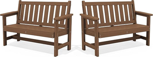 SERWALL Outdoor Bench, HDPE Outdoor Benches Weatherproof, 2-Person Garden Bench by SERWALL