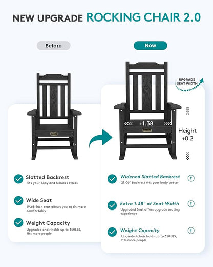 SERWALL Oversized Rocking Chair Outdoor, HDPE Outdoor Rocking Chair - Image 5