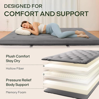 ZonLi Japanese Floor Futon Mattress Queen Size 80"x 60", 100% Cotton Cover - Image 3
