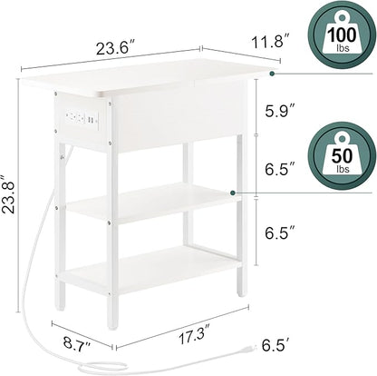 Yoobure End Table with Charging Station, Flip Top Side Table with USB Ports and - Image 3