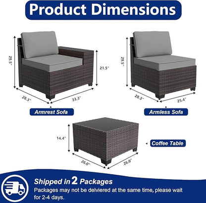 Outdoor Patio Furniture Set, 6 Pieces Outdoor Sectional Furniture High Backrest - Image 2