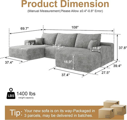 AUGOP 108" Sectional Couches for Living Room Modern Modular Sofa - Image 2