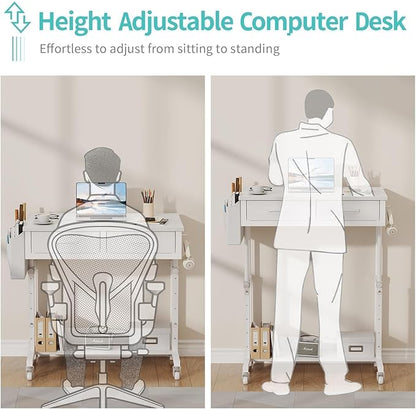 WINAZ Small Rolling Desk with Drawers & Storage - Image 6