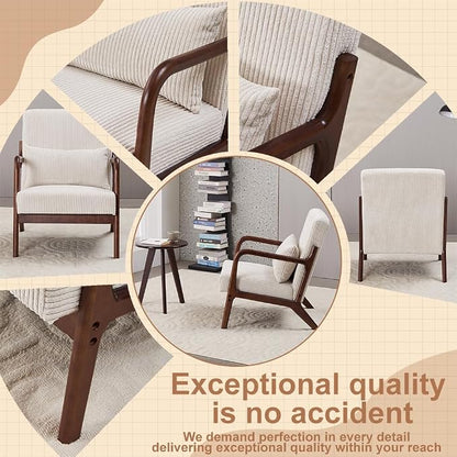 Hanuq】Mid-Century Modern Accent Chair&Coffee Table Set, Vintage Luxury Style - Image 8