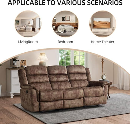 EBELLO 2 Pieces Reclining Couch Furniture Set, Soft Fabric Manual Recliner Sofa - Image 6