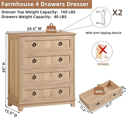 Joaxswe Farmhouse 4 Drawer Dresser - Image 6