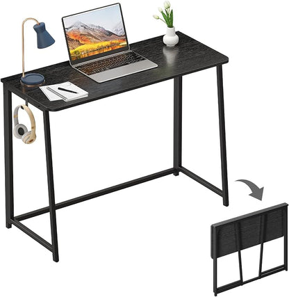 WOHOMO Folding Desk, 39.4" Narrow Writing Foldable Desk, Space-Saving Laptop by WOHOMO