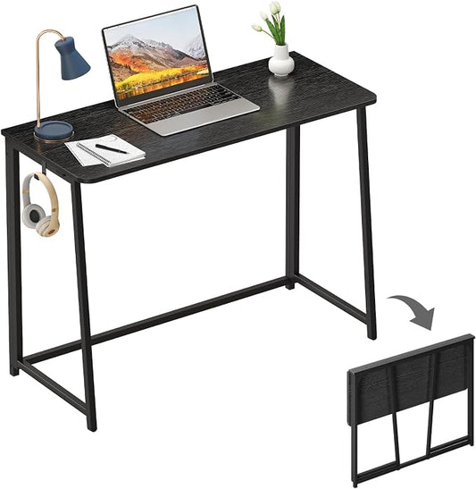 WOHOMO Folding Desk, 39.4" Narrow Writing Foldable Desk, Space-Saving Laptop by WOHOMO