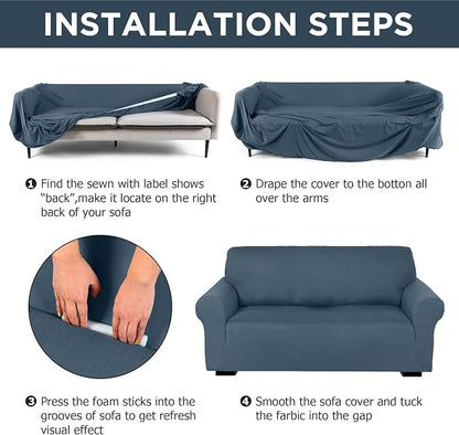 Peryiter 2 Pcs Sofa Covers Couch and Loveseat Covers Set Stretch Sofa Slipcover - Image 3
