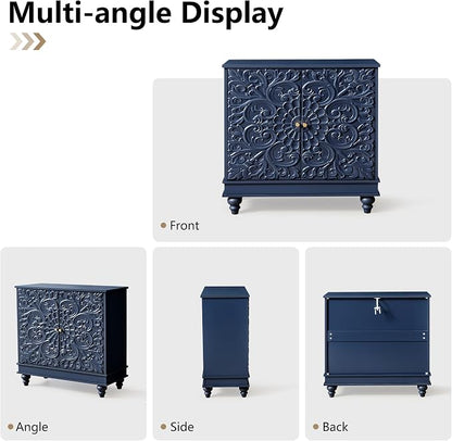 weselon Accent Cabinet with 2 Doors, Luxury Carving Board Storage Sideboard - Image 6