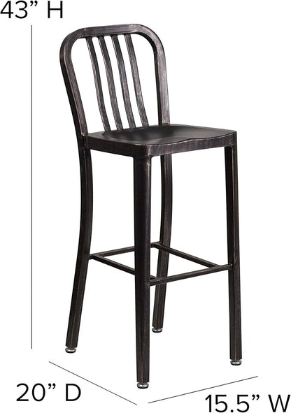 Flash Furniture Gael Commercial Grade 2 Pack 30" High Black-Antique Gold Metal - Image 3