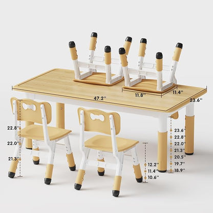 Brelley Kids Table and 4 Chairs Set, Height Adjustable Toddler Table and Chair - Image 2