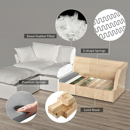 Cloud Sectional Sofa, 114.2" Large L Shape Convertible Modular Couch, Down Fill - Image 4