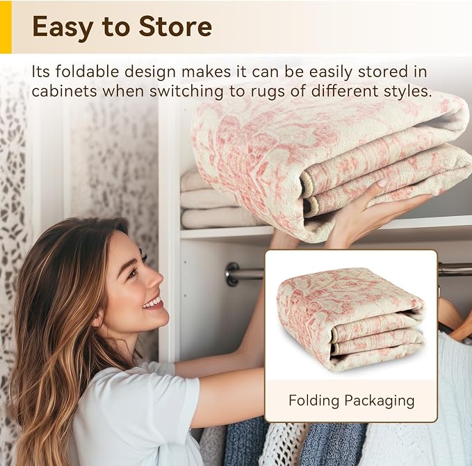RELEANY Area Rugs 4'x6' Washable Non-Slip, Floral Vintage Distress Print - Image 6